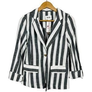 MINE x Red Clover Stripe Cotton Blazer Jacket Lightweight Casual Career - S